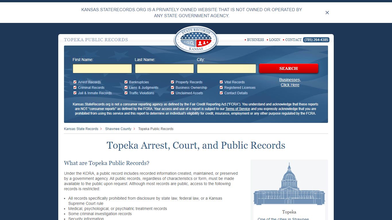 Topeka Arrest and Public Records | Kansas.StateRecords.org