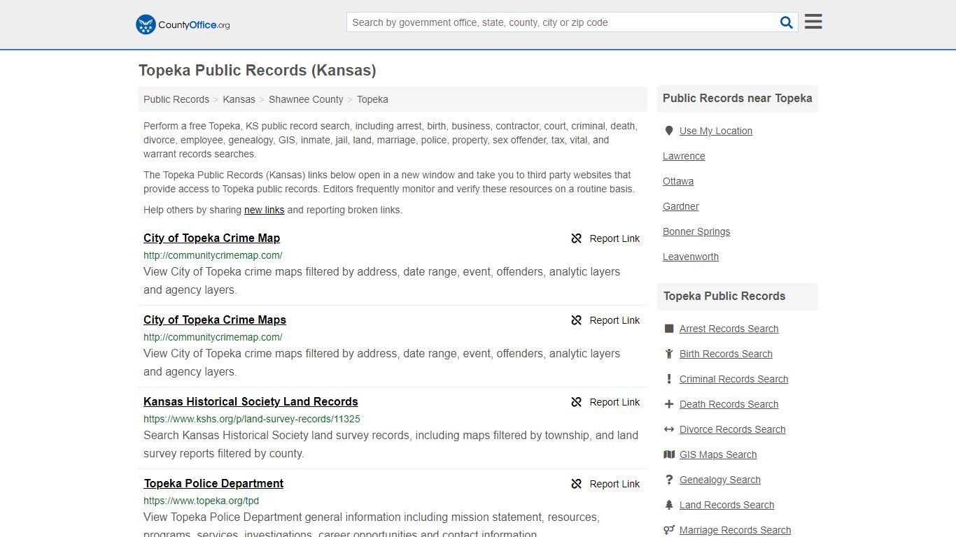 Topeka Public Records (Kansas) - County Office